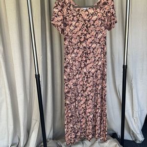 90's y2k boho floral maxi dress tie back